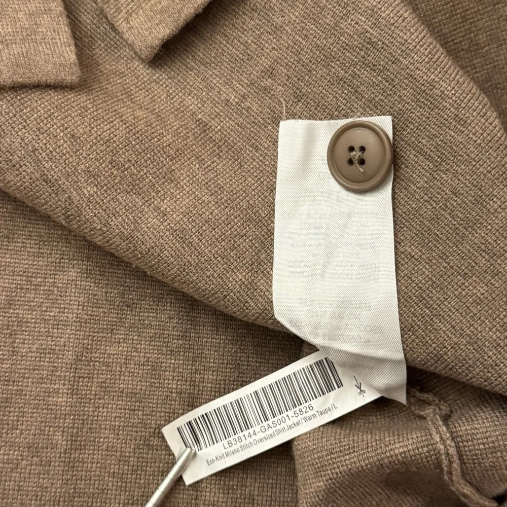 Quince Large Eco-Knit Milano Stitch Oversized‎ Shirt Jacket Taupe Outerwear